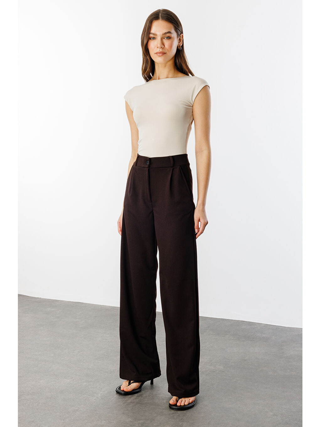 Kahverengi Kadın Oversize Palazzo Pantolon PANTOLON-001-2