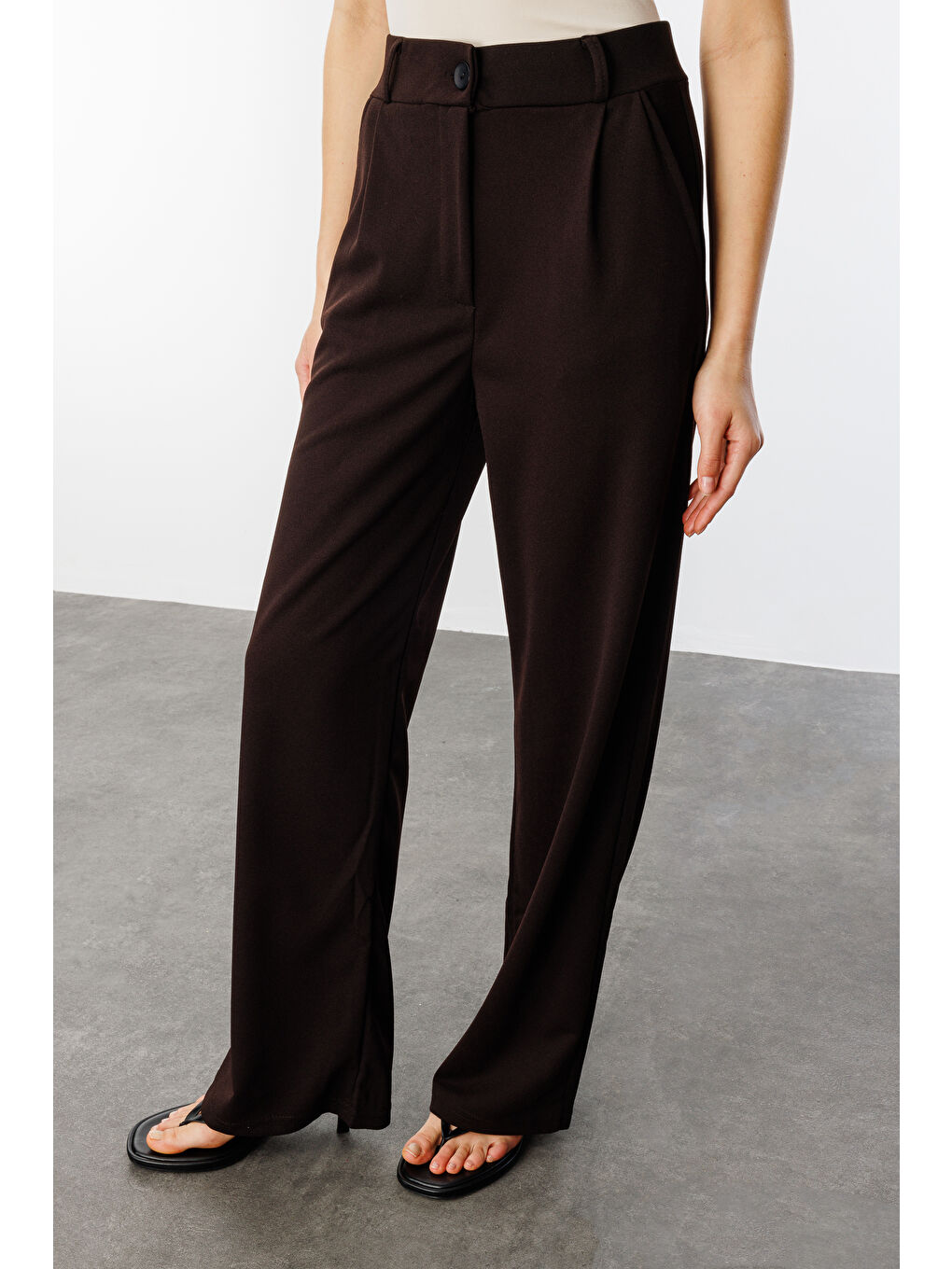 Kahverengi Kadın Oversize Palazzo Pantolon PANTOLON-001-3