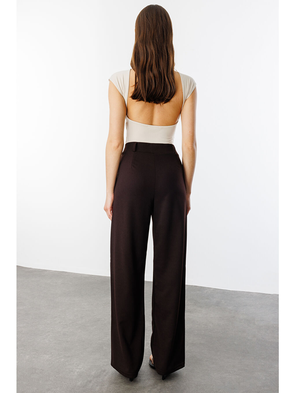 Kahverengi Kadın Oversize Palazzo Pantolon PANTOLON-001-4