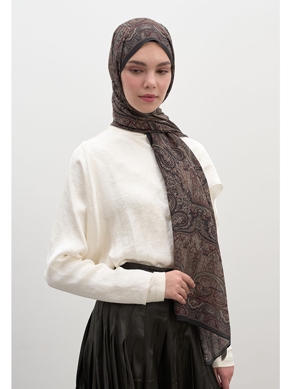 Kahverengi Slyvıe Desen Şal Acı Kahve-1