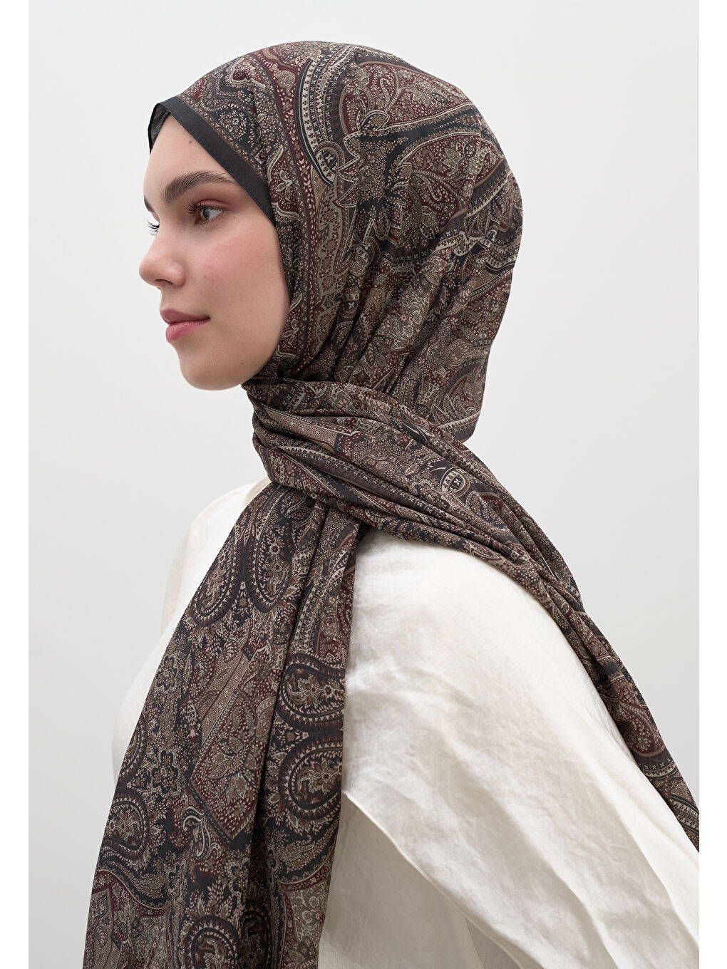 Kahverengi Slyvıe Desen Şal Acı Kahve-2