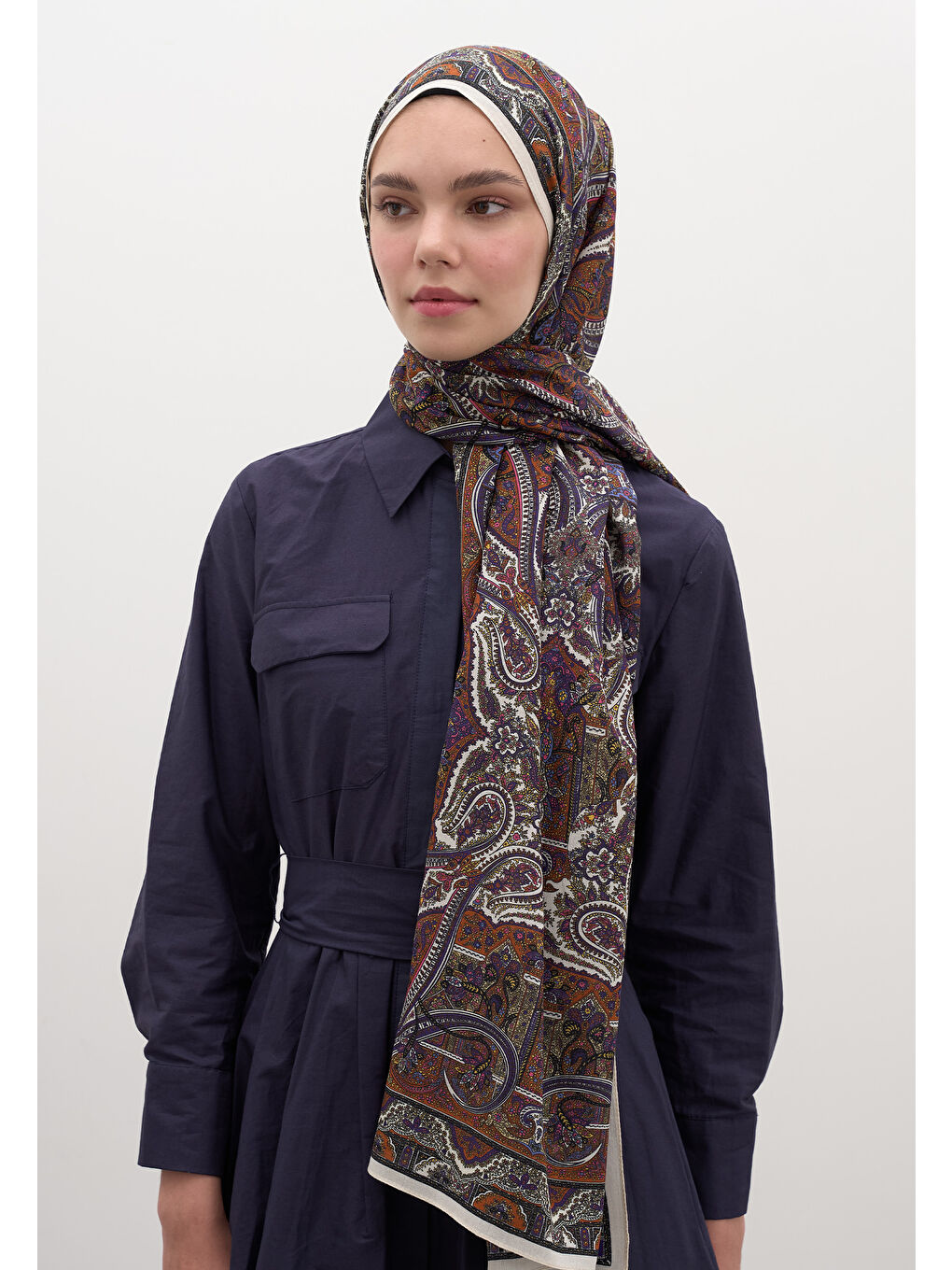 Slyvıe Desen Şal Mor