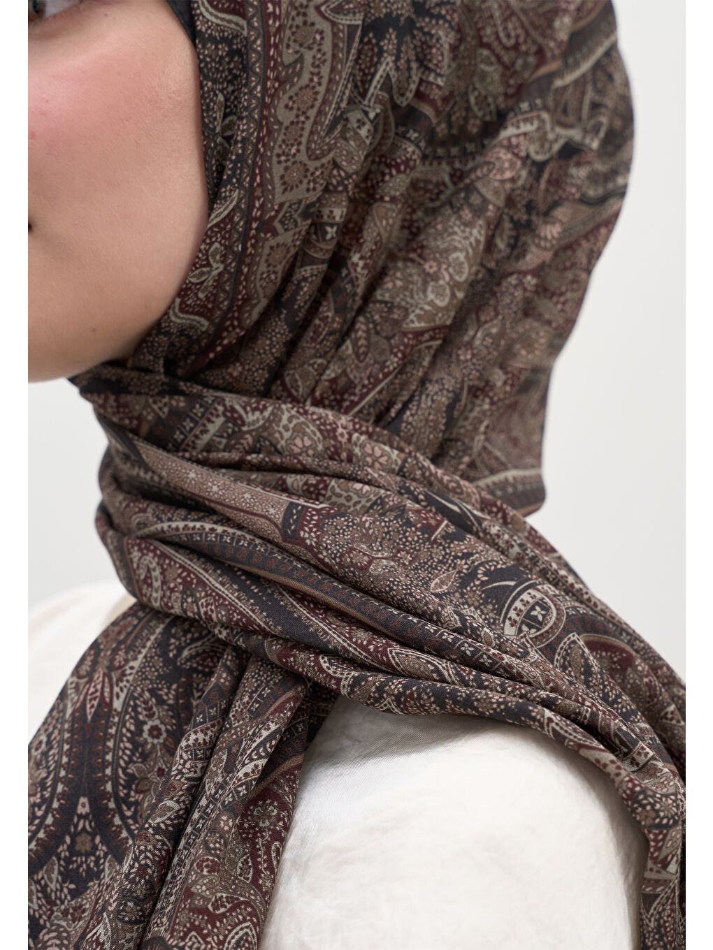Kahverengi Slyvıe Desen Şal Acı Kahve-3