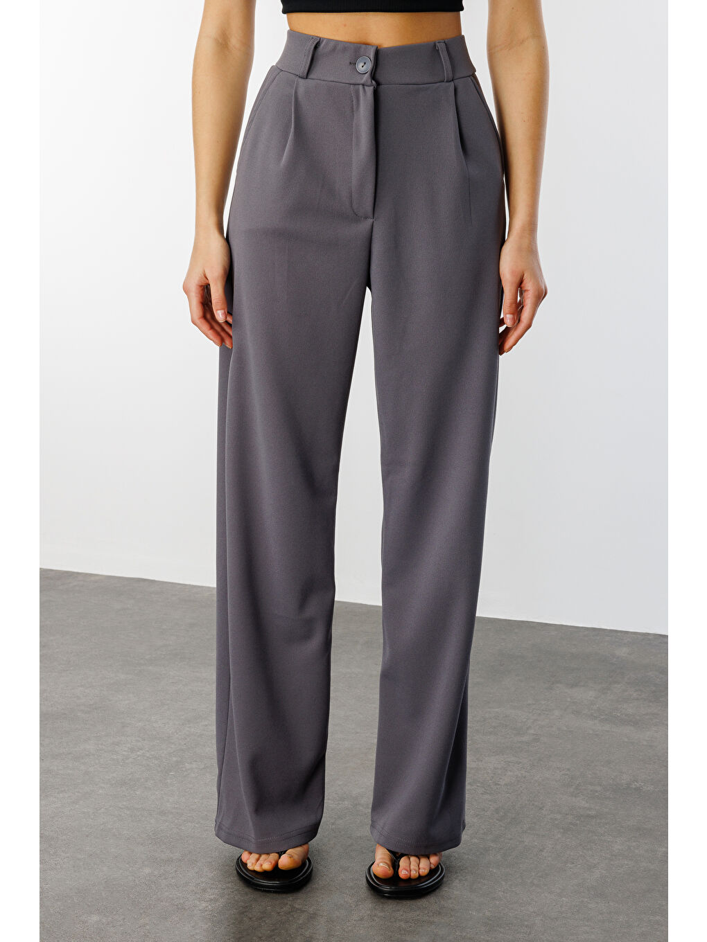 Gri Kadın Oversize Palazzo Pantolon PANTOLON-001-2