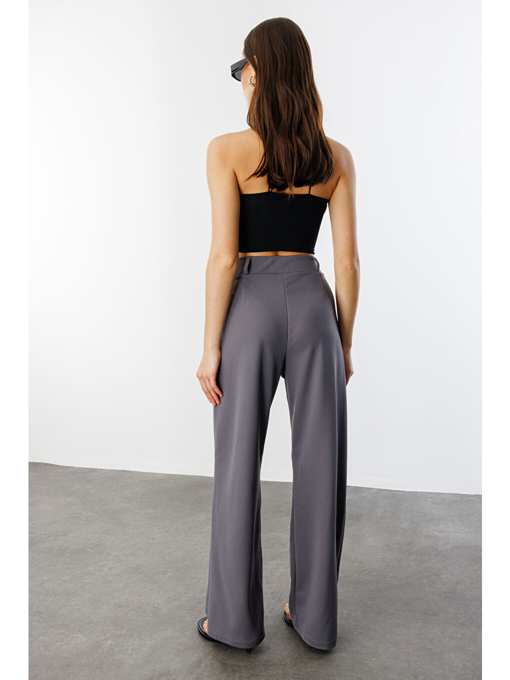 Gri Kadın Oversize Palazzo Pantolon PANTOLON-001-3