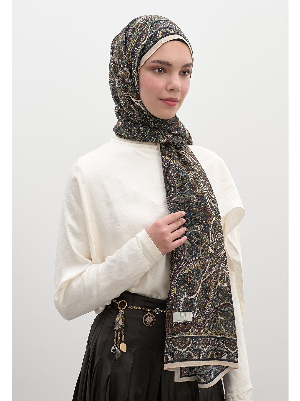 Slyvıe Desen Şal Bej