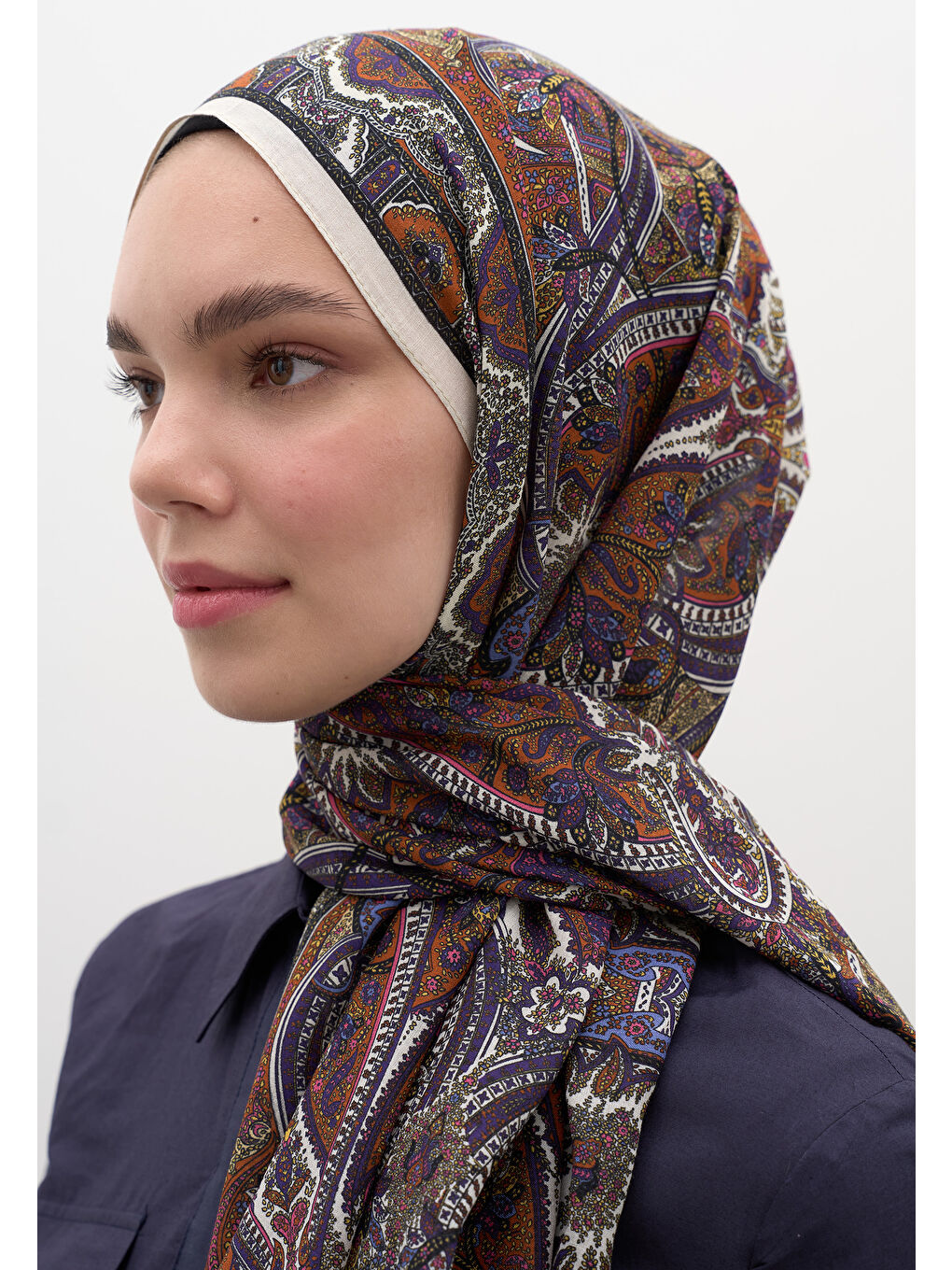 Slyvıe Desen Şal Mor-3