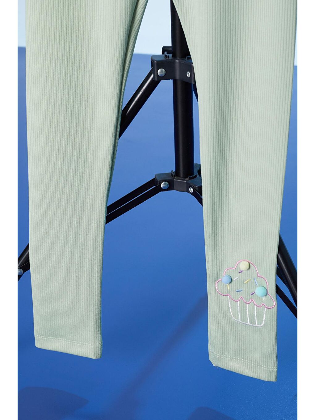 Yeşil Cupcake Nakışlı Fitilli Kız Çocuk Tayt-2