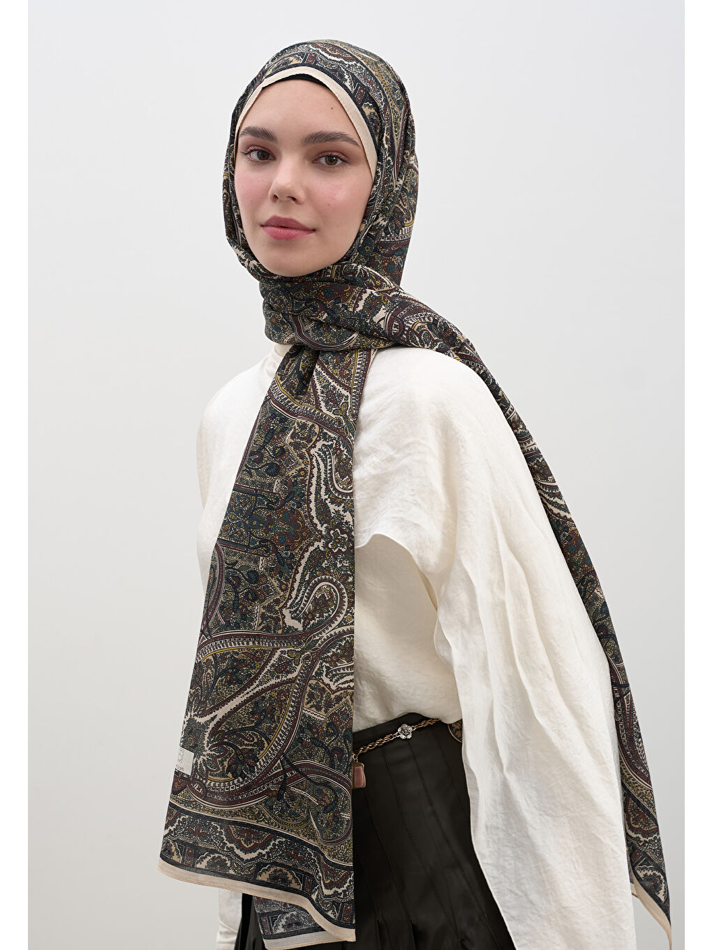 Slyvıe Desen Şal Bej-1