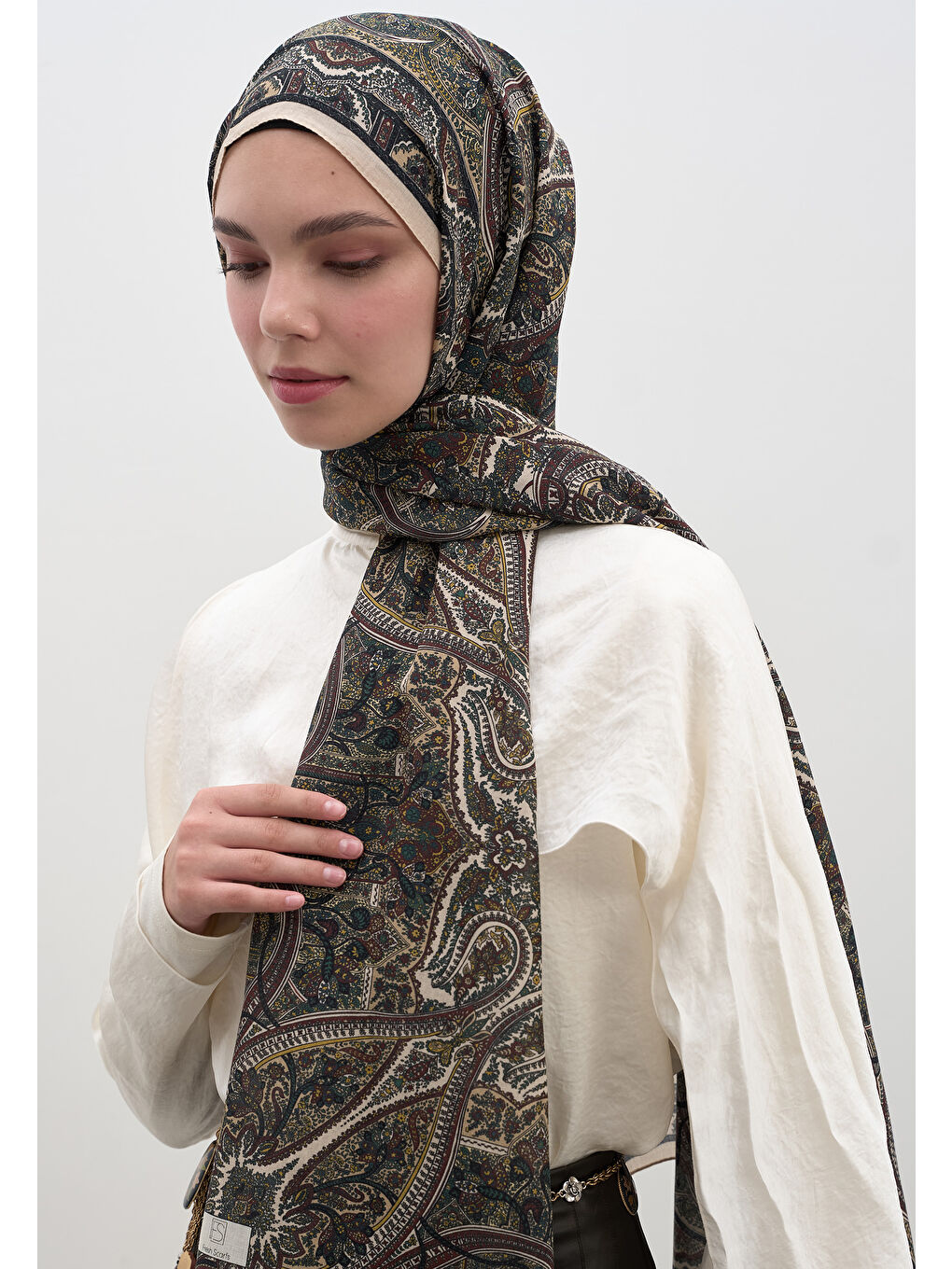 Slyvıe Desen Şal Bej-2
