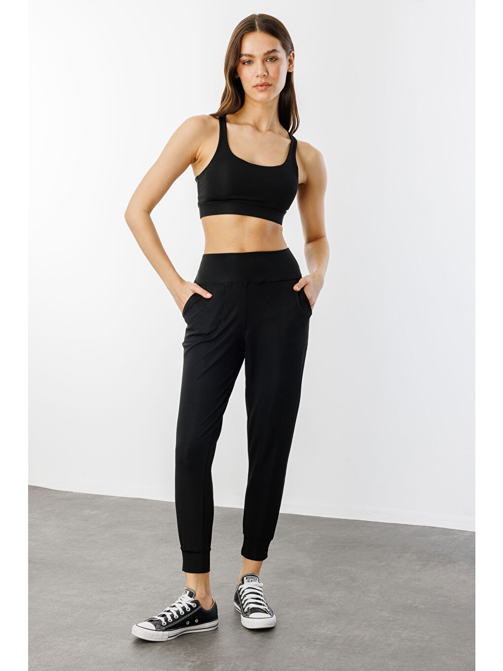 Siyah Kadın Yüksek Bel Jogger Eşofman Altı Joggers NEW-JOGER