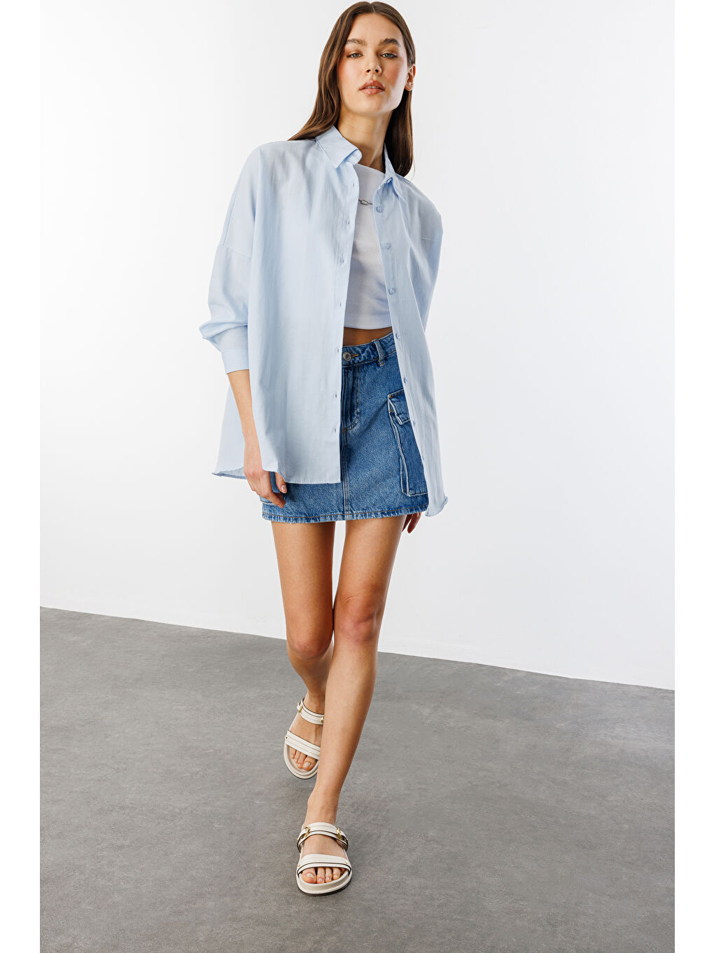 Mavi Oversize Basic Kadın Gömlek KADIN-BASIC-GÖMLEK-2