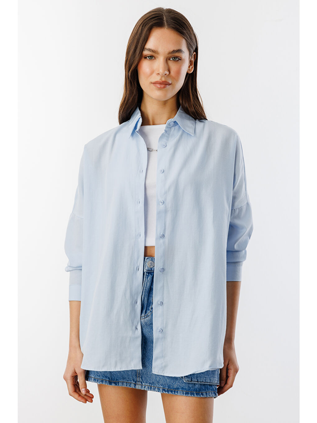 Mavi Oversize Basic Kadın Gömlek KADIN-BASIC-GÖMLEK-3