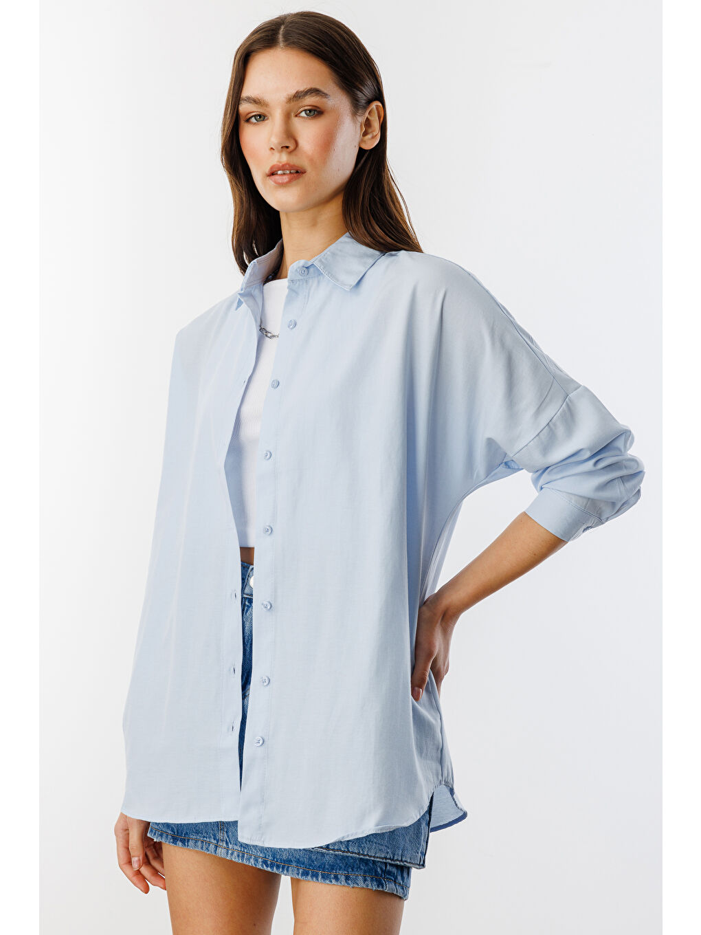 Mavi Oversize Basic Kadın Gömlek KADIN-BASIC-GÖMLEK-4