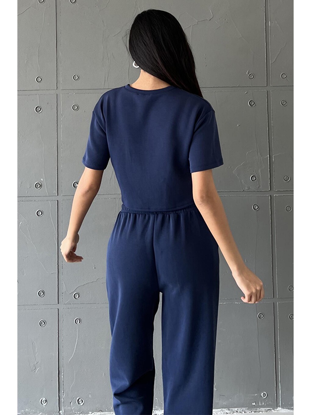 Lacivert Ultra Yumuşak Dokunuş: Modal Crop Top Serisi Kadın Tişört @savona-4