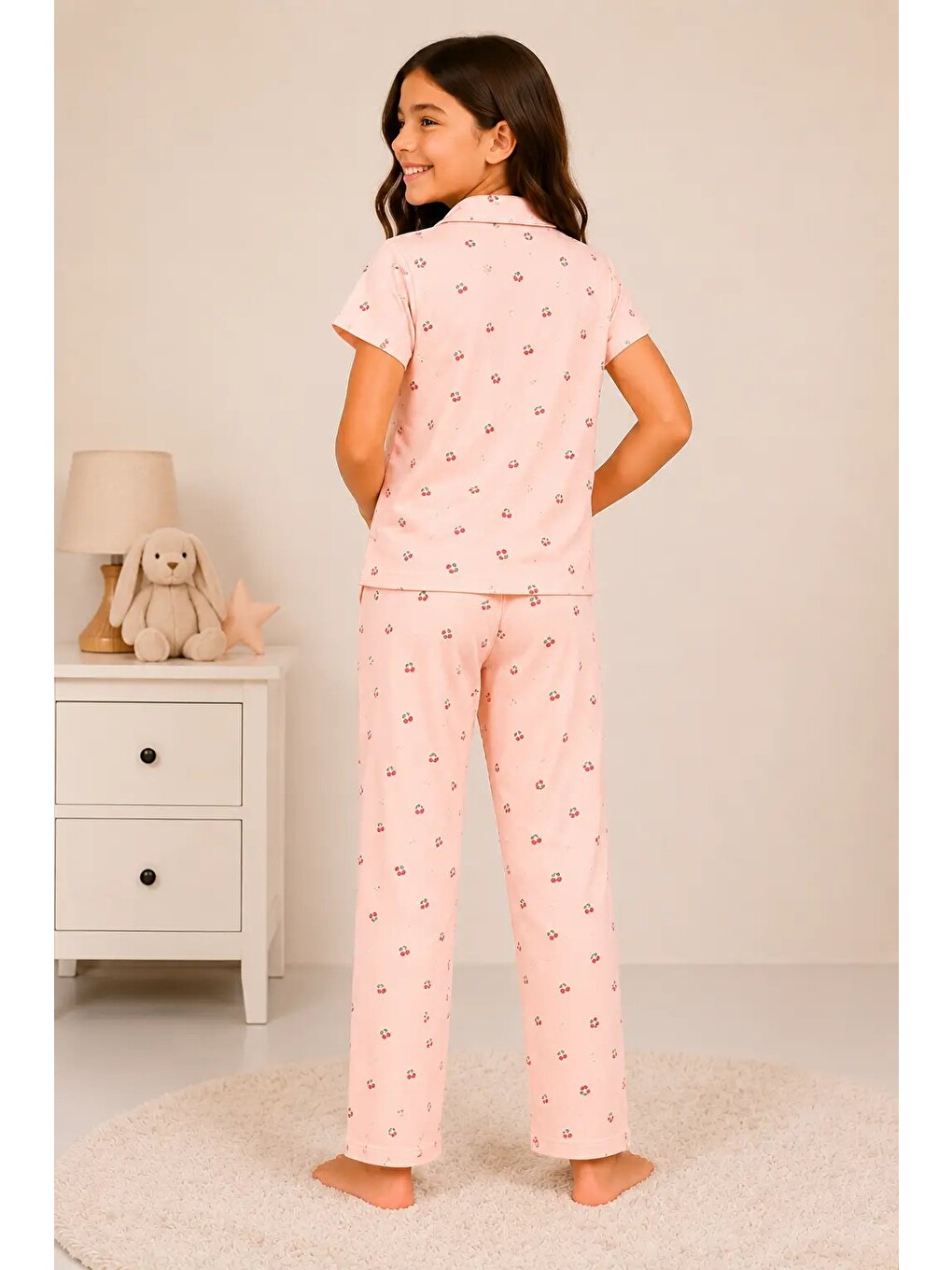 Pembe Desenli Kız Çocuk Pijama Takımı 9927-4