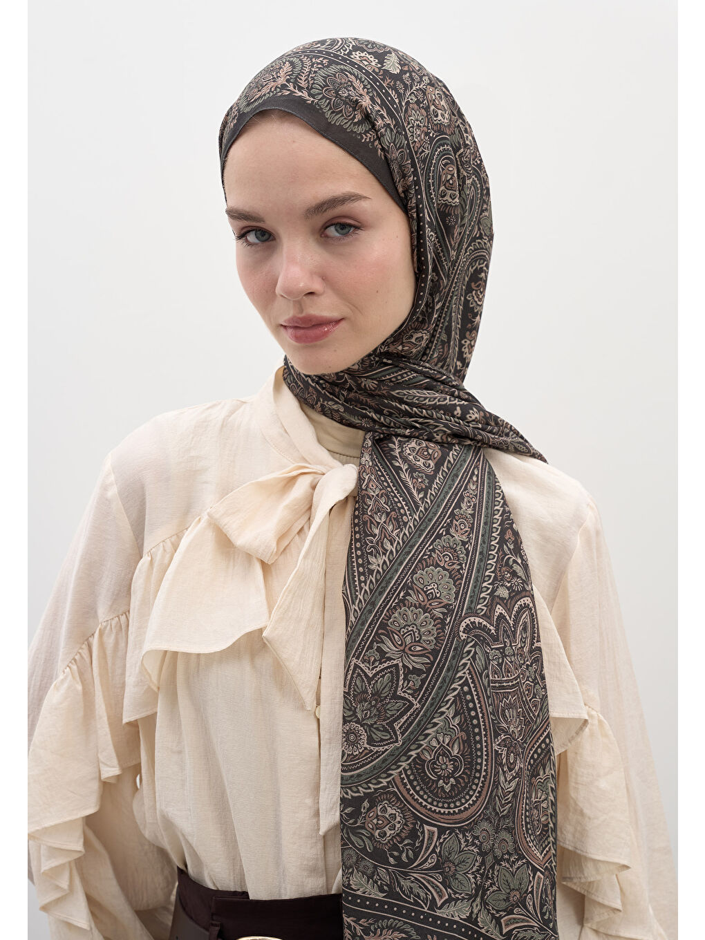 Kahverengi Petra Desen Şal Duman-2