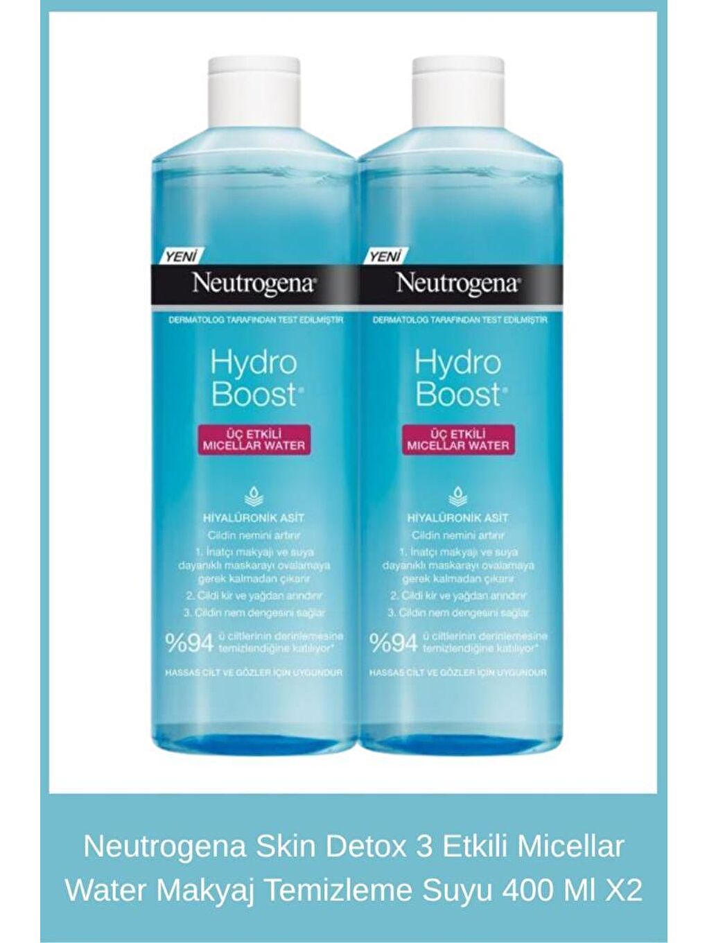 Skin Detox Micellar Water Makyaj Temizleme Suyu 400 Ml X2