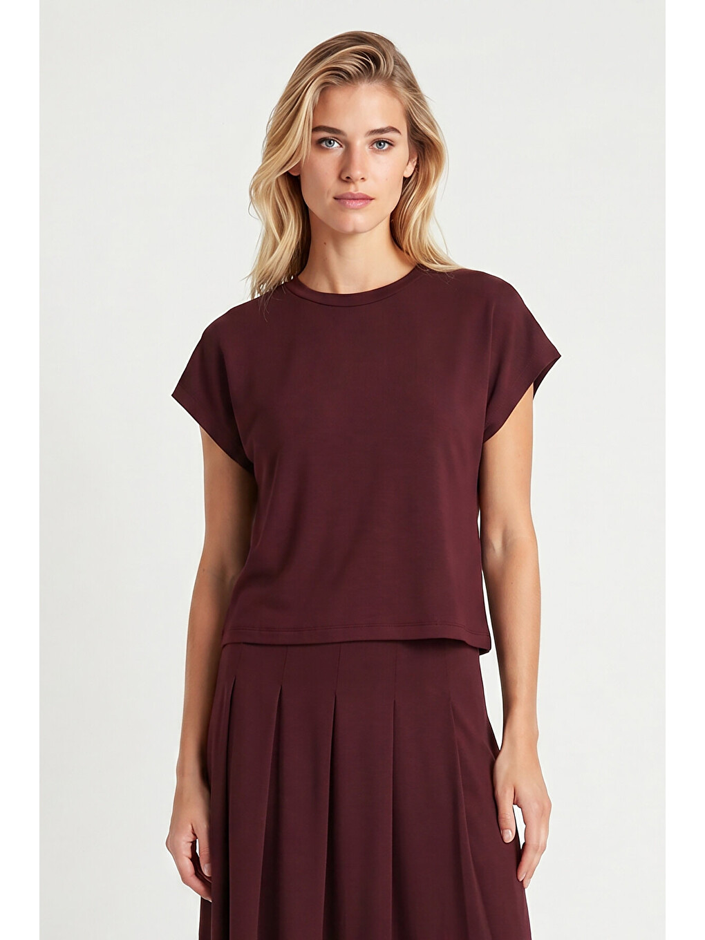 Mürdüm Modal Vatkalı T-shirt Etek Takım MÜRDÜM LNT0041-3