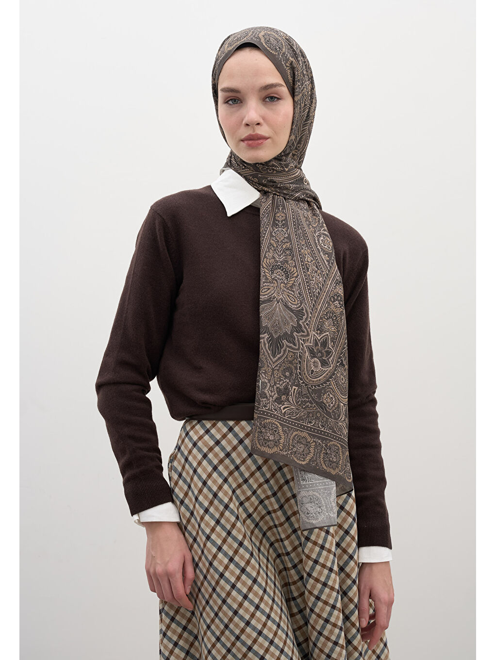 Bej Petra Desen Şal Vizon-3