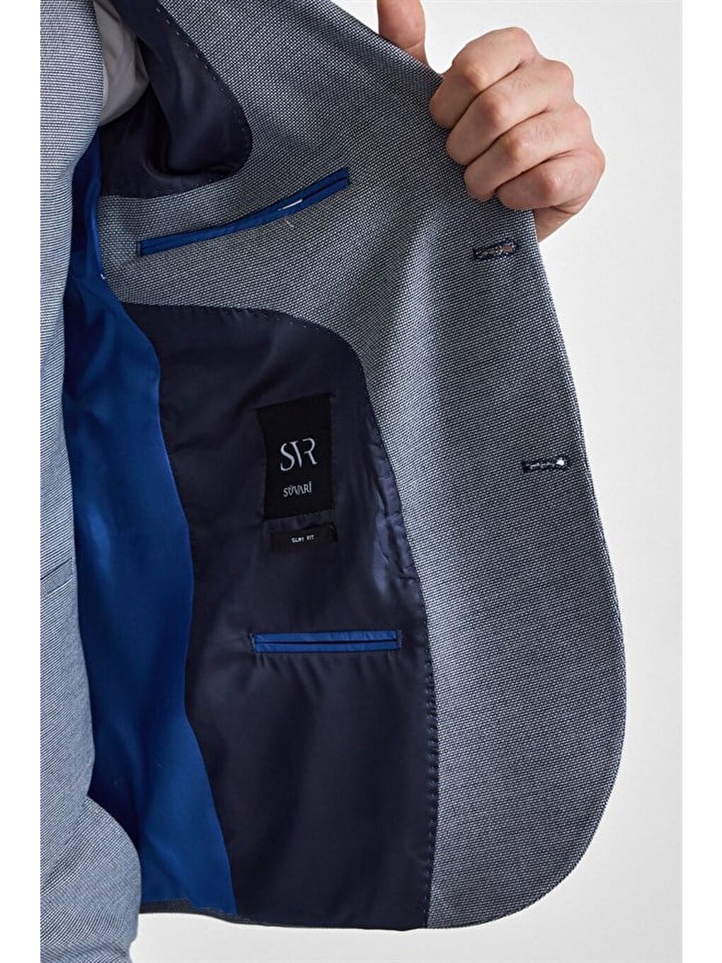 Parlament Mavi Slim Mono Yaka 6 Drop Yelekli Takım Elbise-4