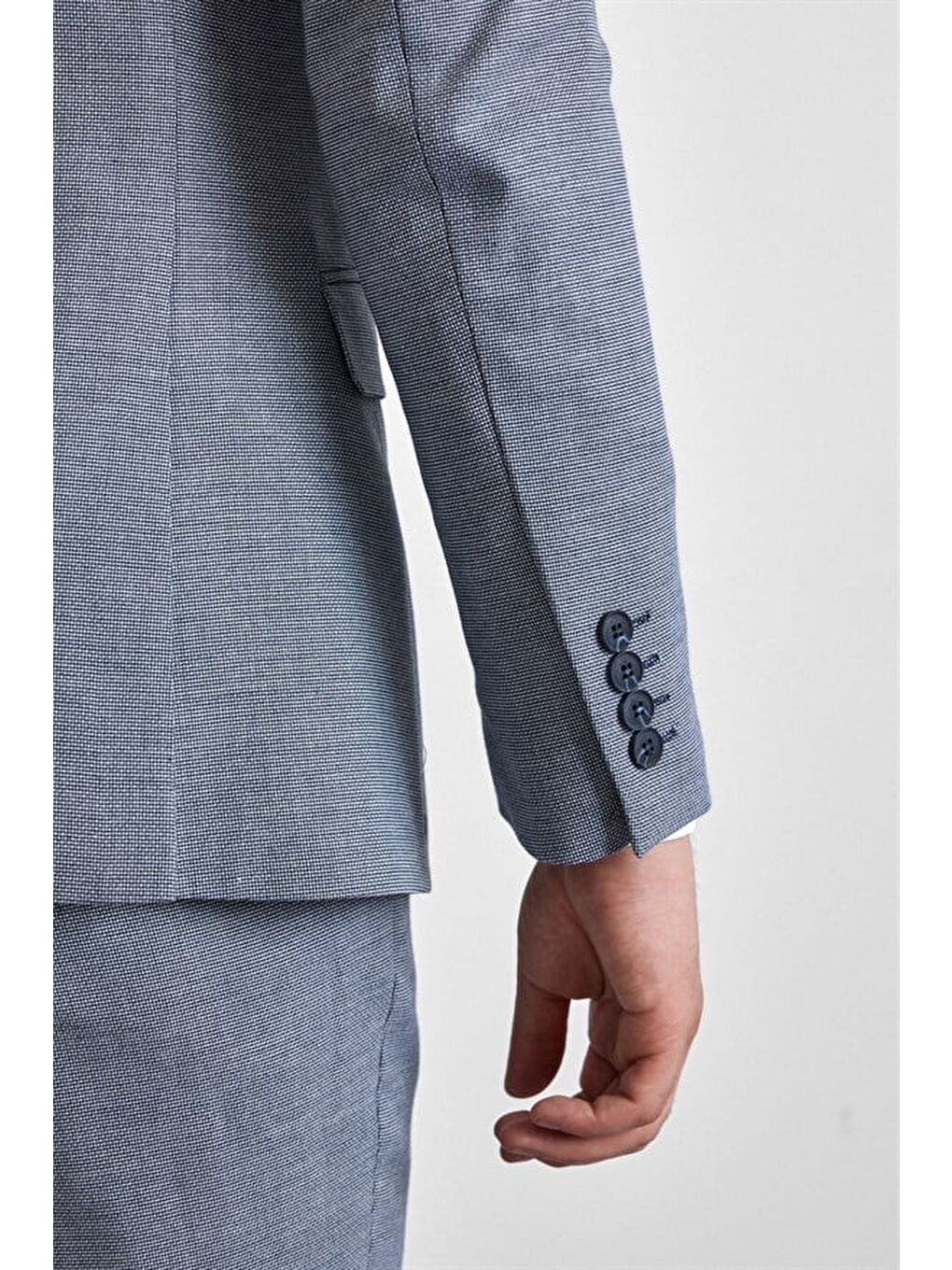 Parlament Mavi Slim Mono Yaka 6 Drop Yelekli Takım Elbise-5