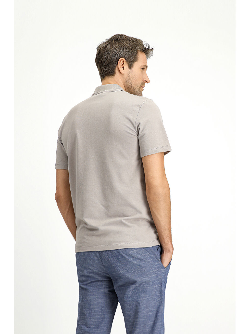 Bej Regular Fit Pamuklu Nakışlı Cepli Polo Yaka Büyük Beden Tişört-2