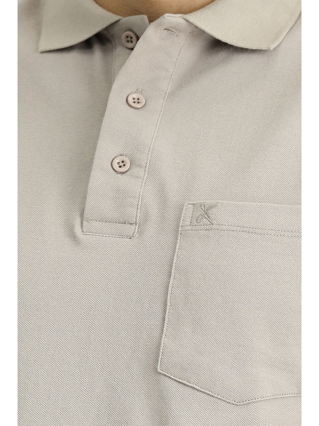 Bej Regular Fit Pamuklu Nakışlı Cepli Polo Yaka Büyük Beden Tişört-3