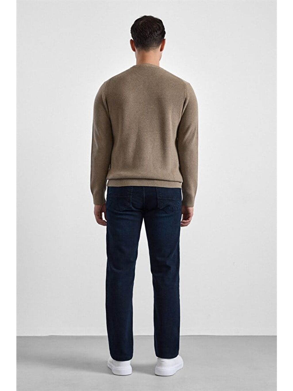 Kahverengi Sütlü Kahve Regular Bisiklet Yaka Kazak-3