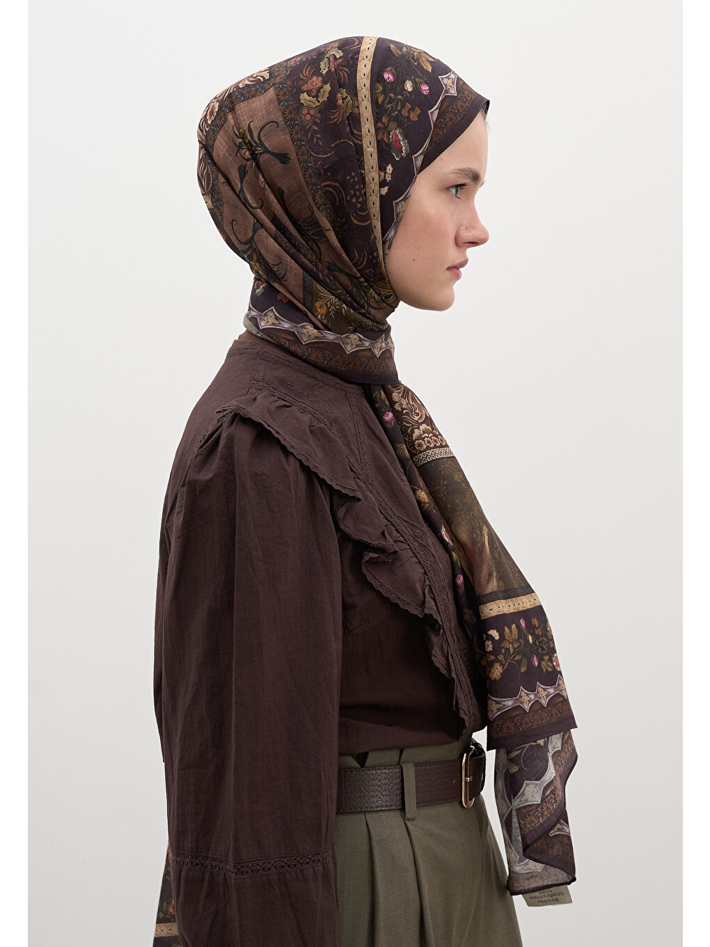 Wıld And Pure Desen Şal Kahverengi-1