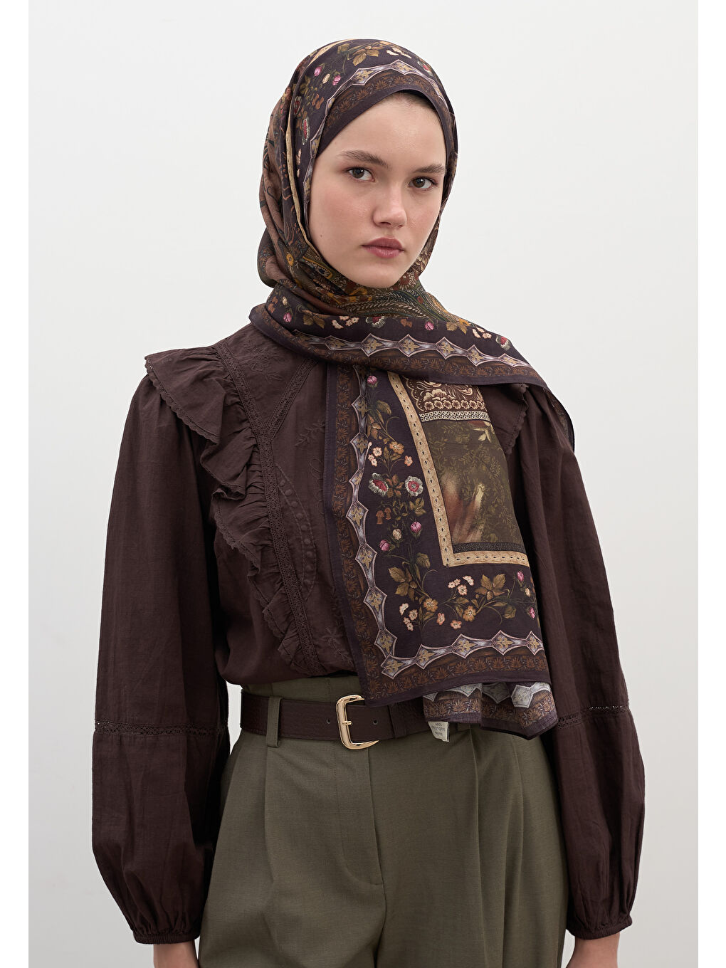 Wıld And Pure Desen Şal Kahverengi-3