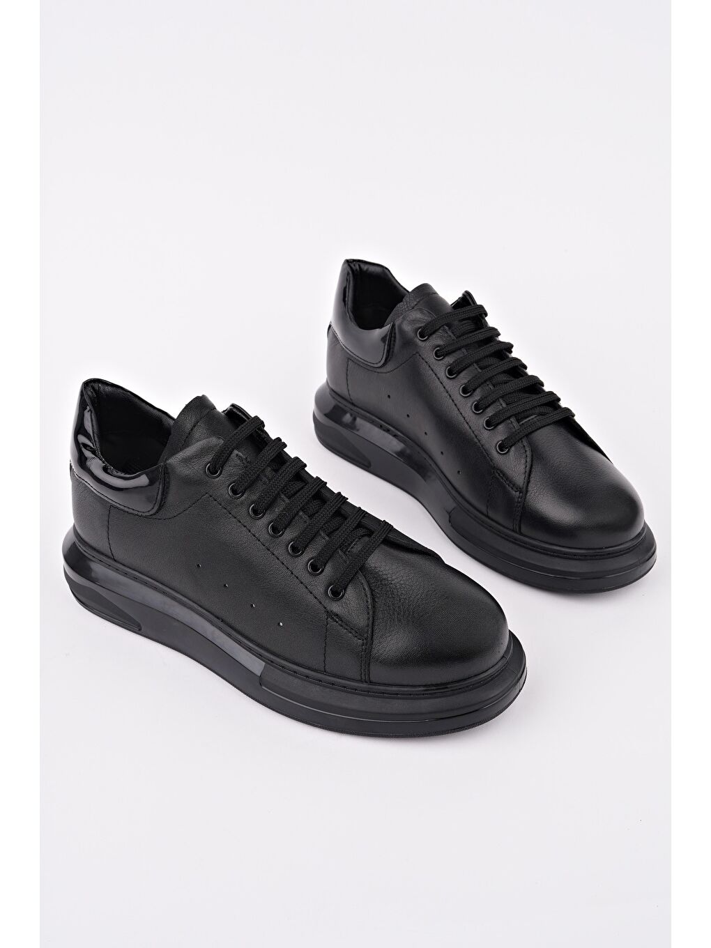 Siyah LORD Bağcıklı Hakiki Deri Kalın Taban Erkek Günlük Sneaker Spor Ayakkabı-1