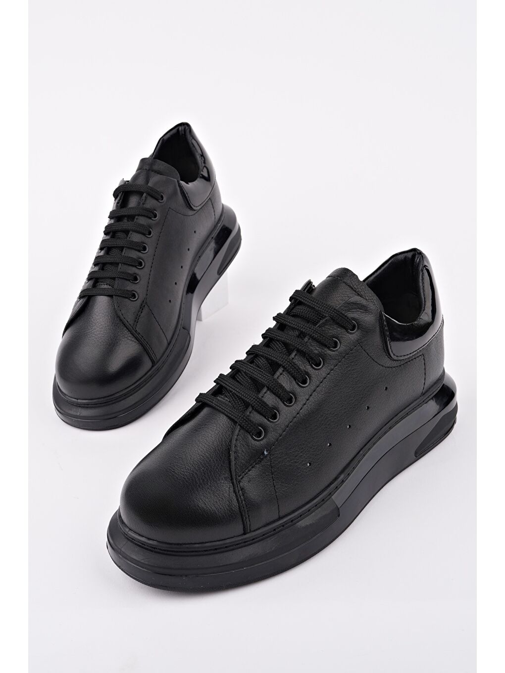 Siyah LORD Bağcıklı Hakiki Deri Kalın Taban Erkek Günlük Sneaker Spor Ayakkabı-2
