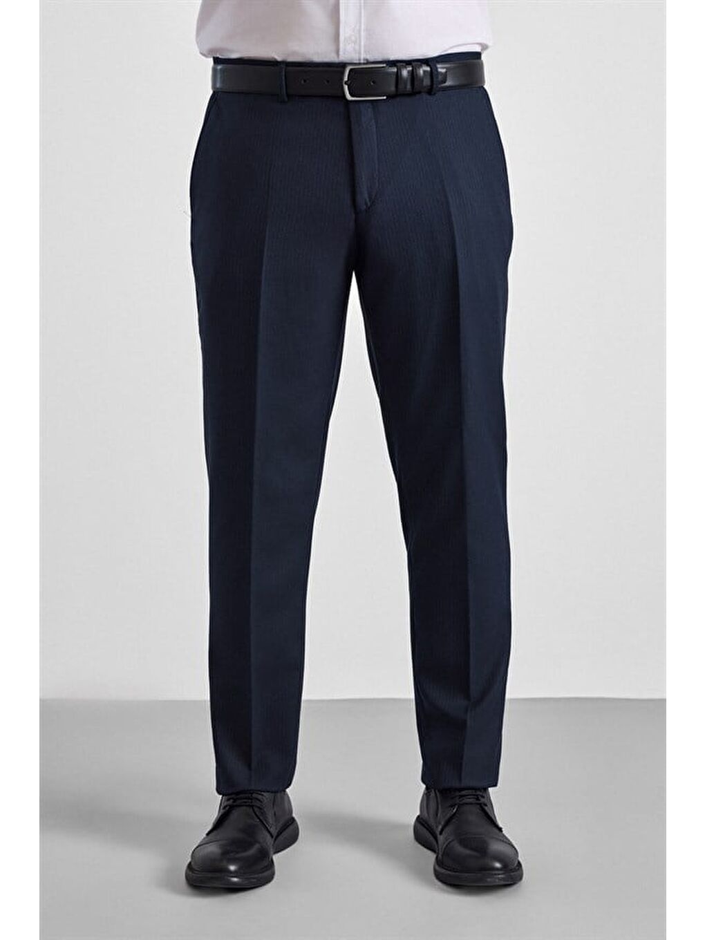 Lacivert Slim Sivri Yaka Kazayağı Armürlü Kapaklı Cep Standart 6 Drop Takım Elbise-5