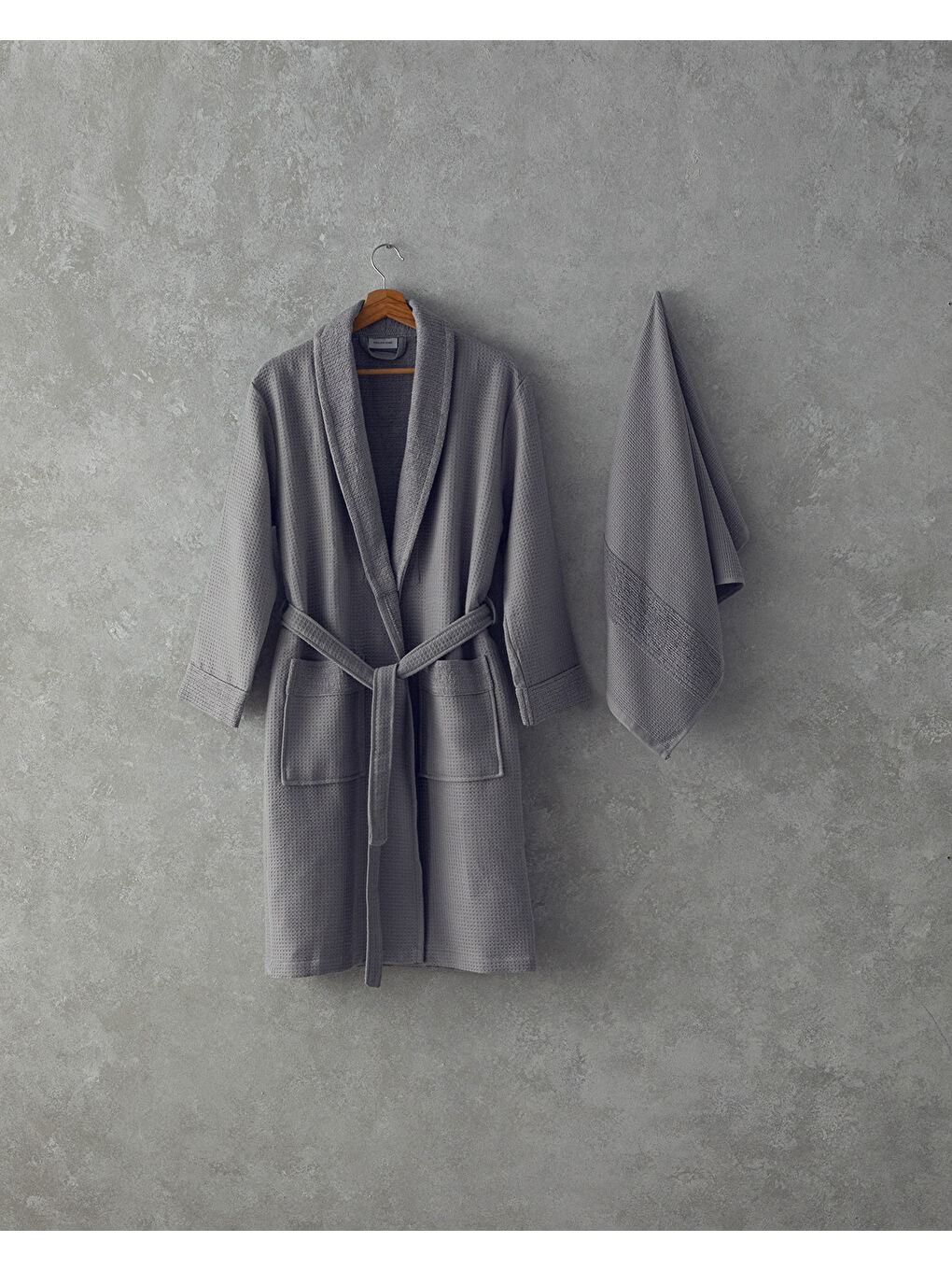 Como %100 Pamuklu Pike Bornoz Takımı Gri