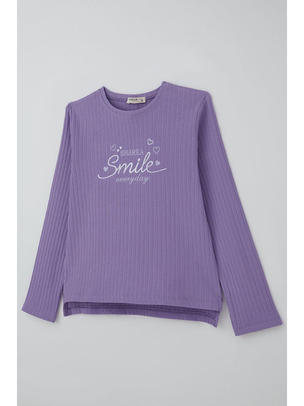 Kız Çocuk Pantolonlu Takım Yazı & Kalp Nakışlı Pantolonu Fiyonk Aksesuarlı Lila (4-8 Yaş)-5