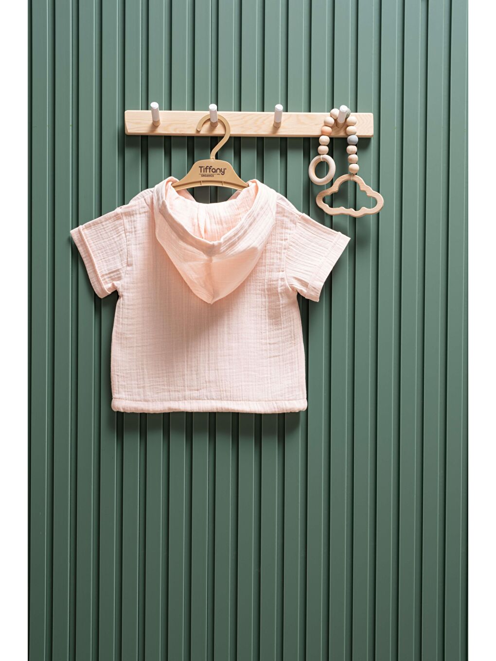 Pembe Unisex Müslin Kapüşonlu Tişört 6 Ay 3 Yaş %100 Pamuk-1