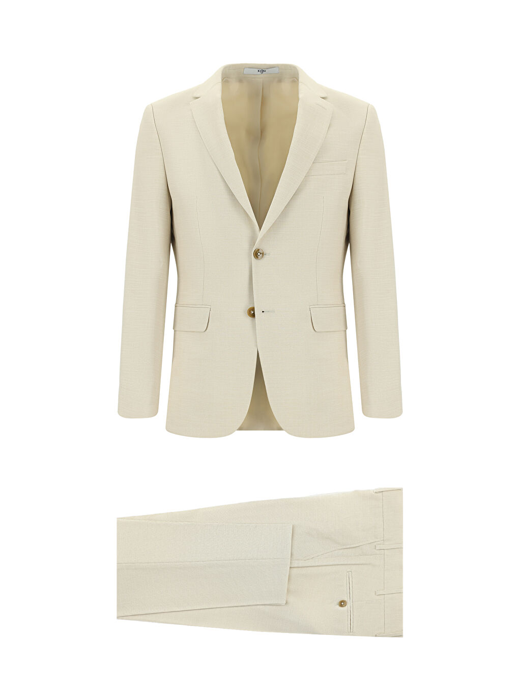 Ekru Super Slim Fit Ekstra Dar Kesim Klasik Desenli Takım Elbise