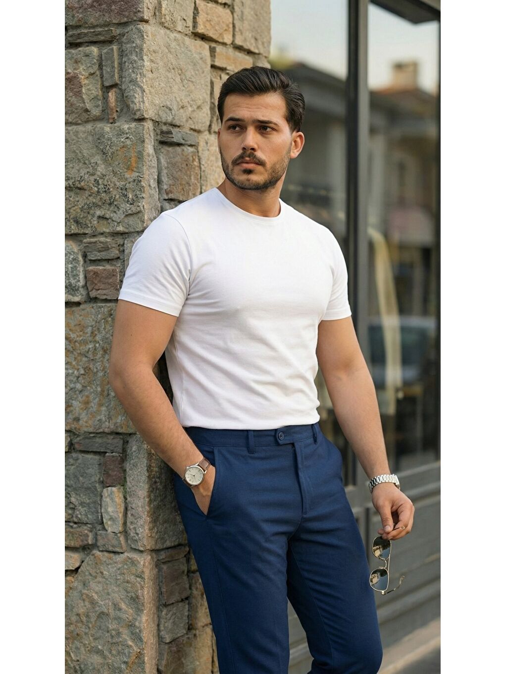 Lacivert Erkek Slim Fit Dilli Kumaş Pantolon-1