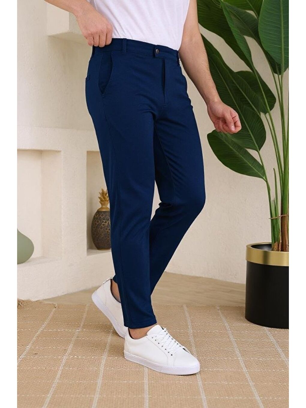 Lacivert Erkek Slim Fit Dilli Kumaş Pantolon-2