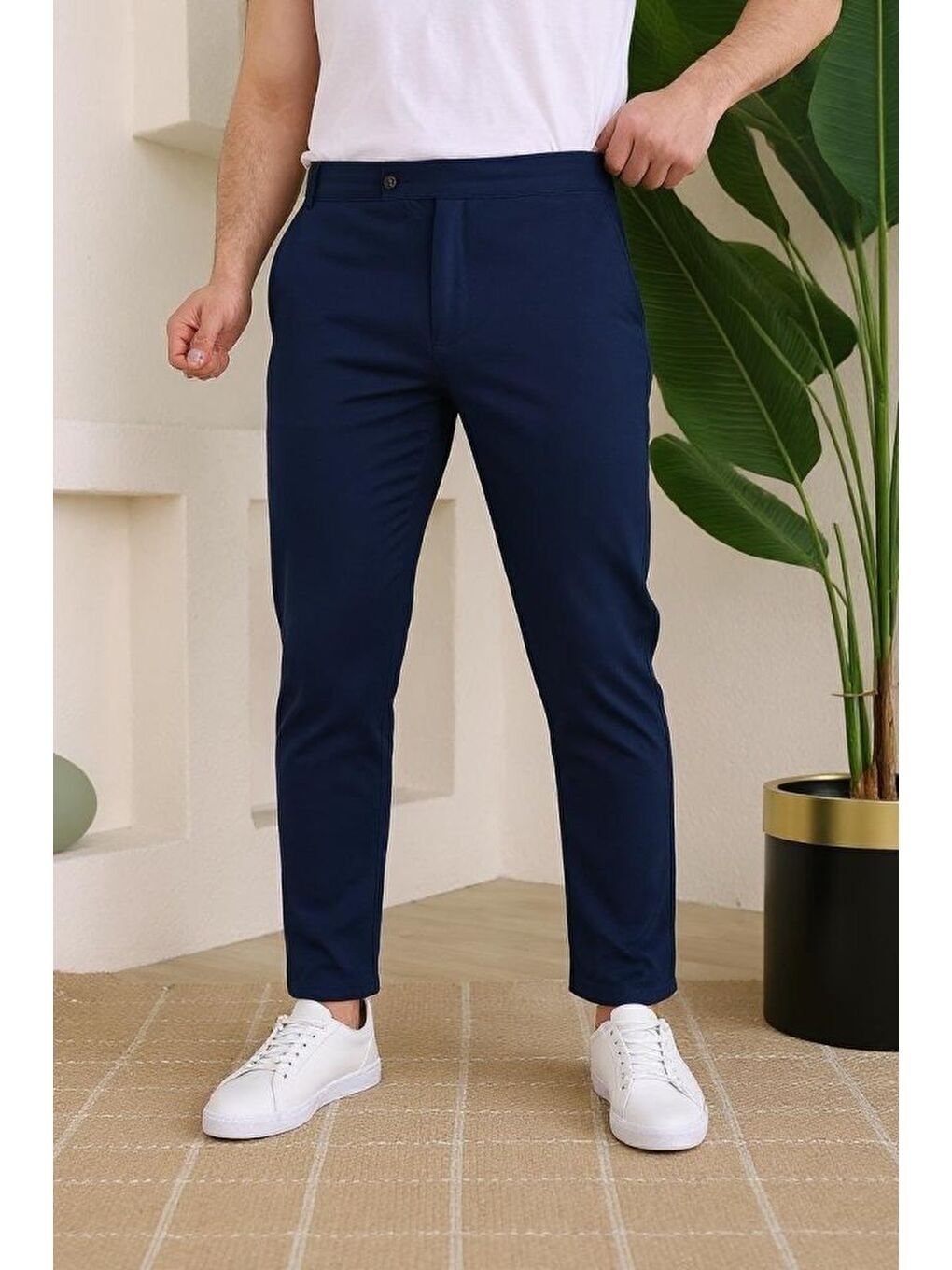 Lacivert Erkek Slim Fit Dilli Kumaş Pantolon-3