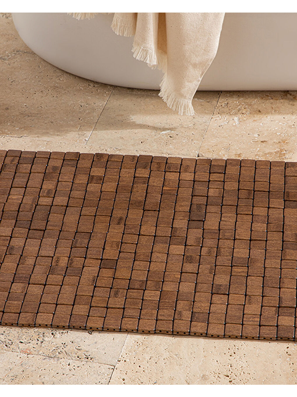 Kahverengi Bamboo Bambu Duş Kaydırmazı Kahve