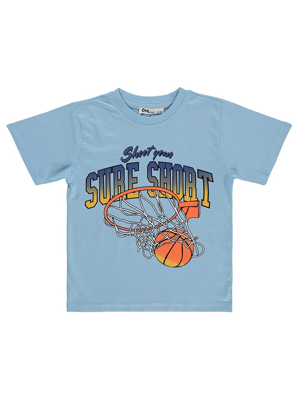 Boys Basket Basklı 2-5 Yaş Tişört - Mavi