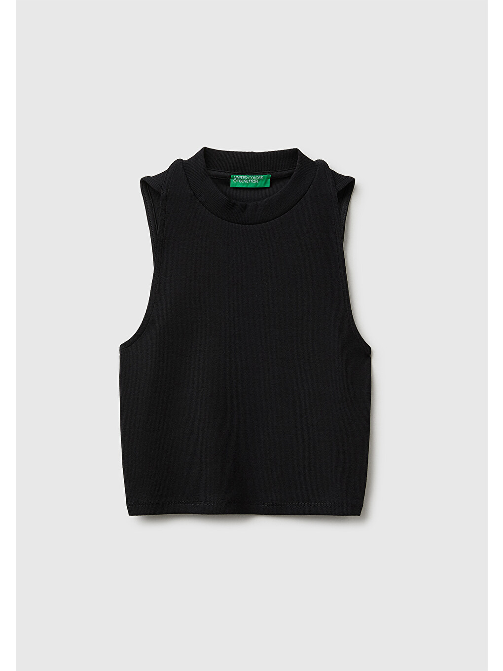 Kadın Siyah Pamuk Karışımlı Fitilli Bisiklet Yaka T-Shirt