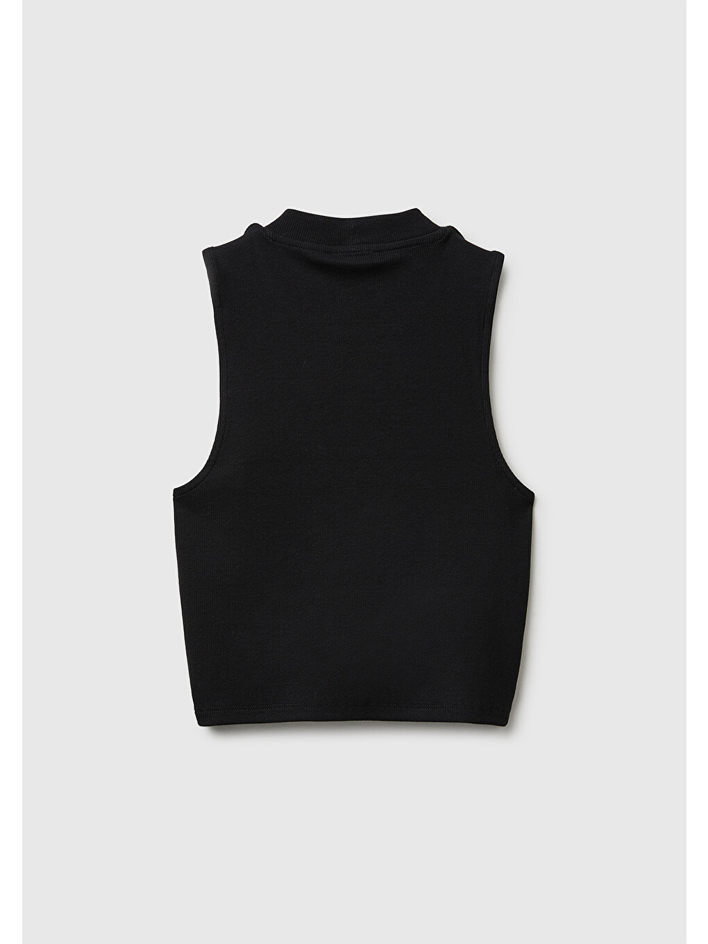 Kadın Siyah Pamuk Karışımlı Fitilli Bisiklet Yaka T-Shirt-1