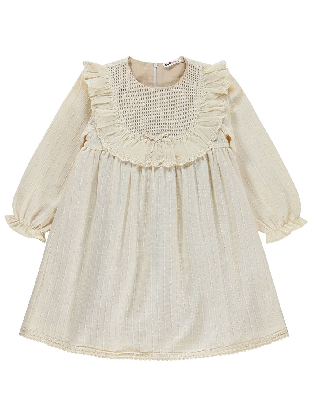 Girls Roba Fırfırlı 6-9 Yaş Elbise - Bej 7-8 Yaş