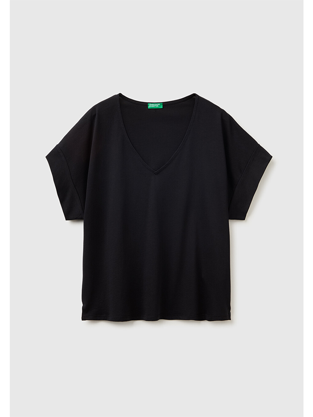 Kadın Siyah Pamuk ve Liyosel Karışımlı Arkası Logo Detaylı T-Shirt