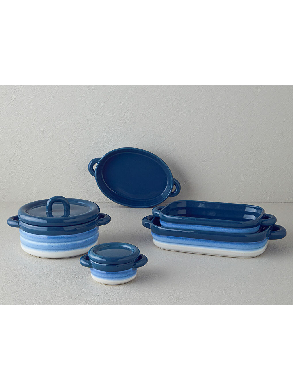 Cheerful Stoneware Fırın Tenceresi 15x11x6 cm Mavi-5