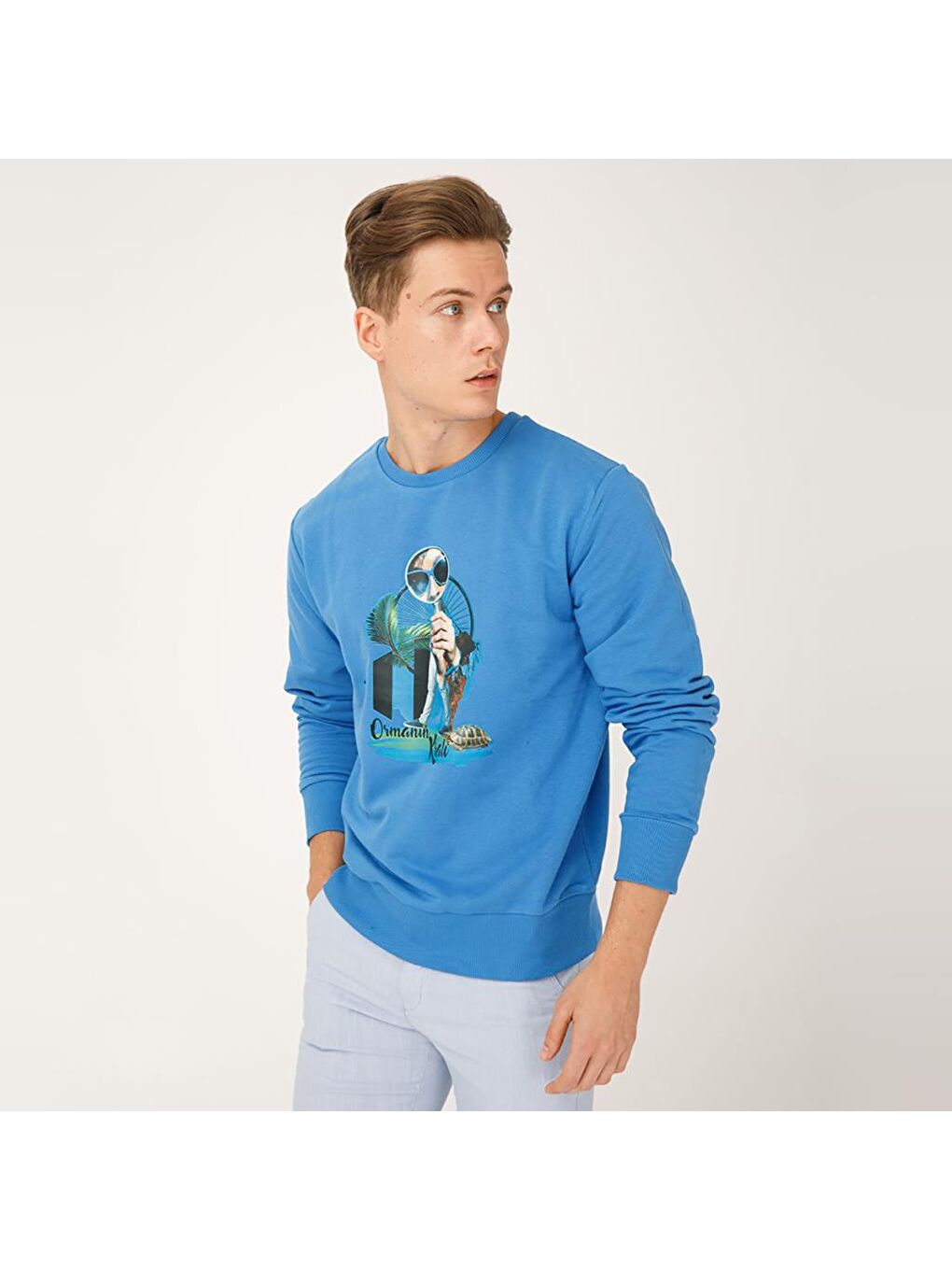 Lacivert Nature Ormanın Kralı Erkek Sweatshirt-4