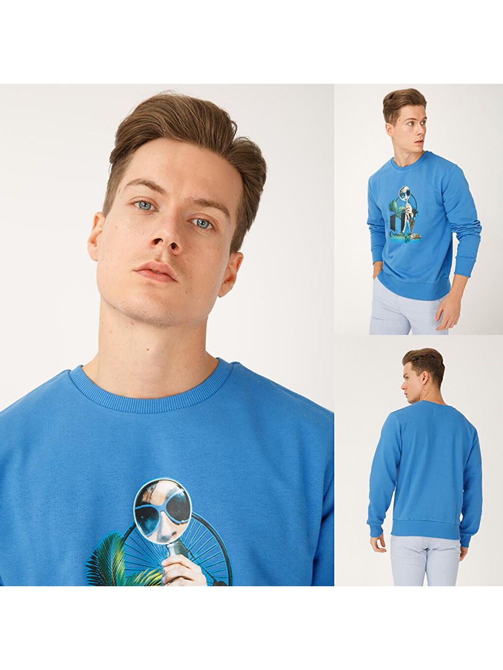 Lacivert Nature Ormanın Kralı Erkek Sweatshirt-5